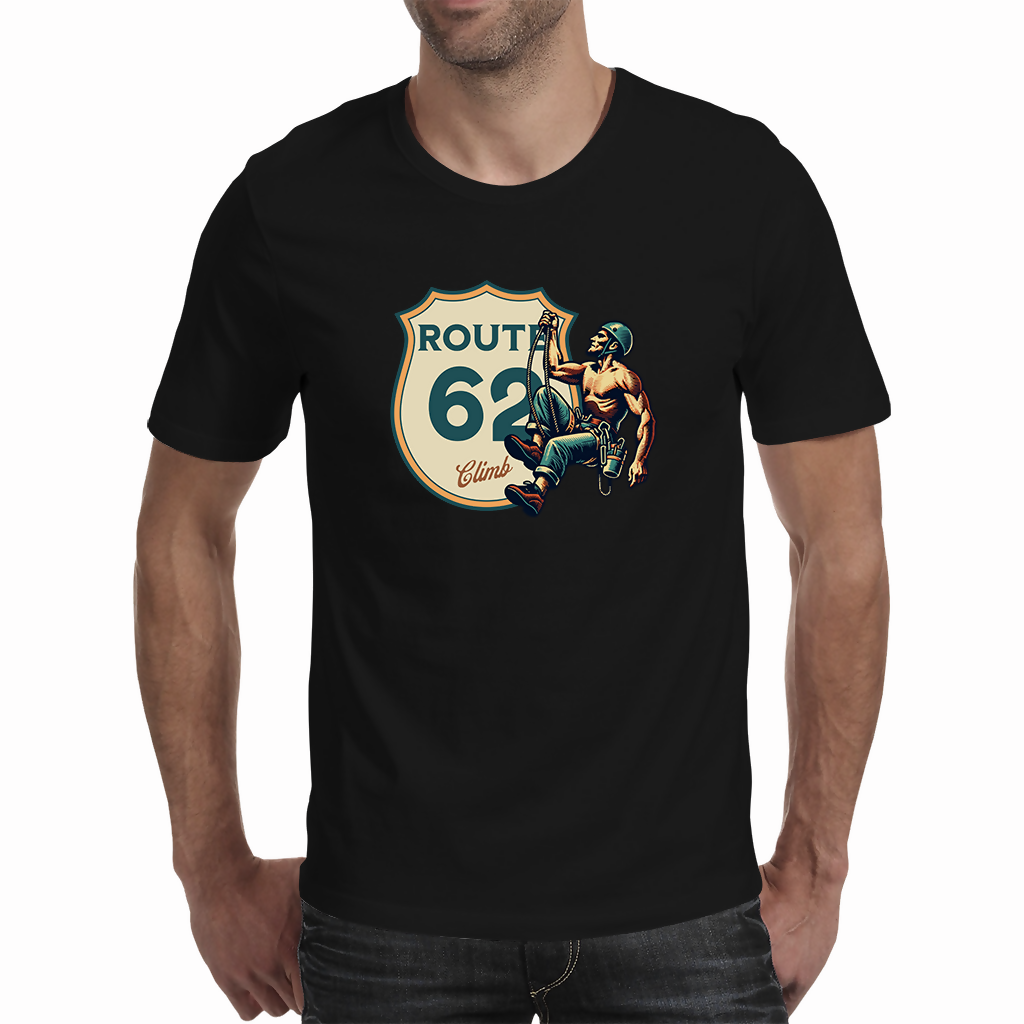 Route 62 Climb- Mens black t shirt