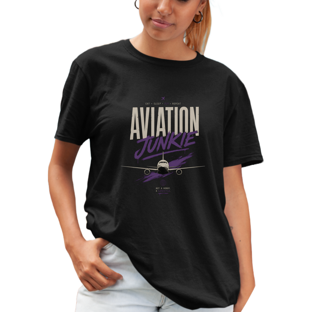 Aviation Junkie - Unisex Tshirt - (MidNiteFB)
