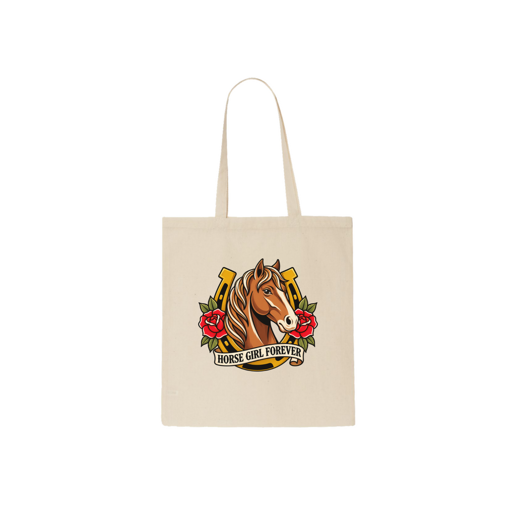 Horse Lover Equestrian - Cotton Canvas Tote Bag (Dust & Bloom)