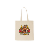 Horse Lover Equestrian - Cotton Canvas Tote Bag (Dust & Bloom)