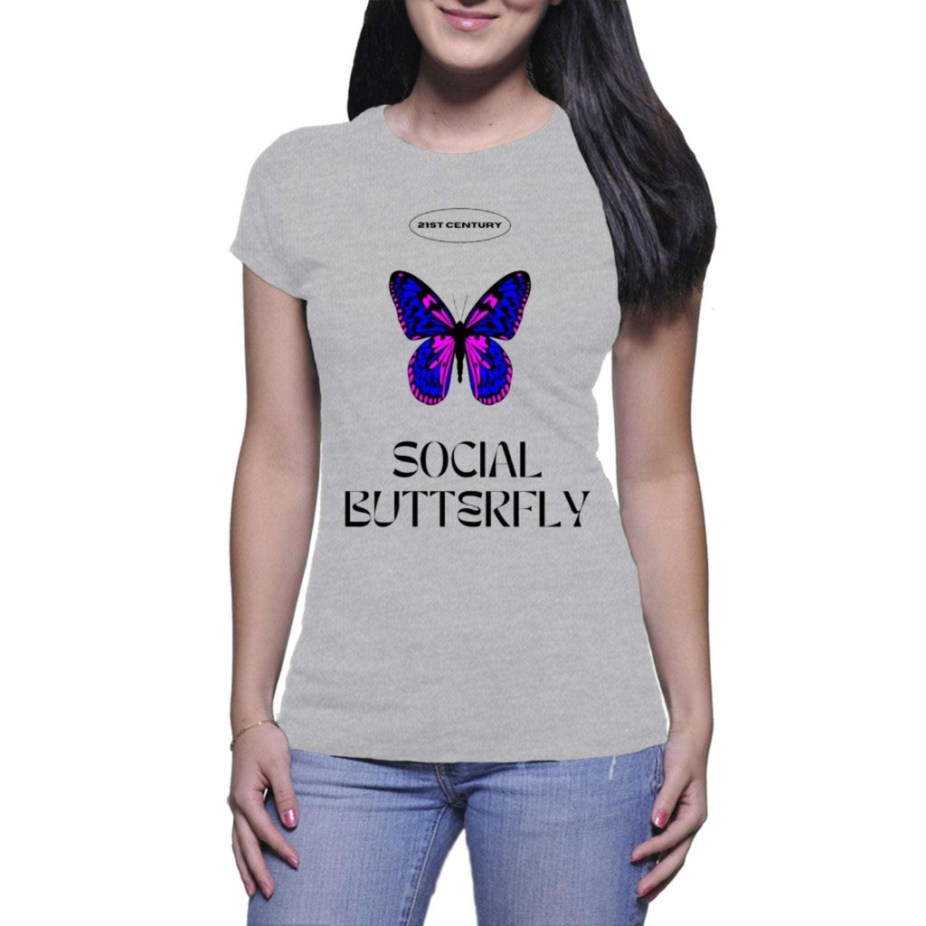 21st Social Butterfly - Ladies T-shirts (Clothes Minded Art)