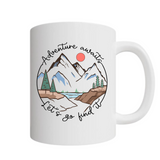 Adventure Awaits Let's Go Find It Camping Mug