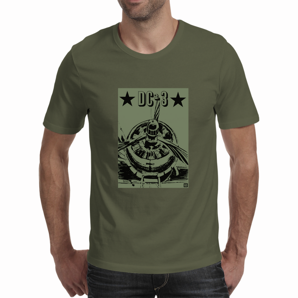 DC-3 Dakota Army Green - Men's Cotton T-Shirt 1 (Gerald SmithArt)