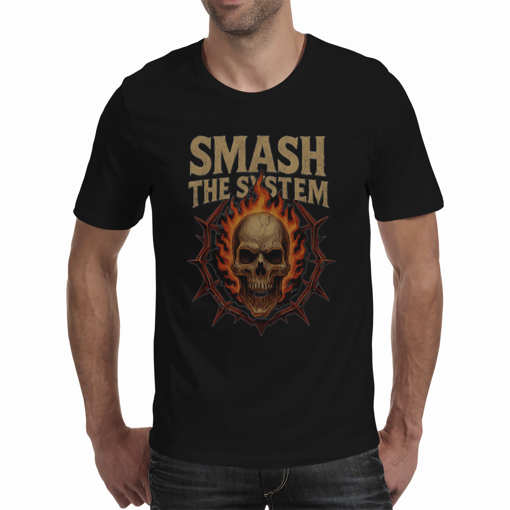 smash the system - Men's black t-shirt (Riotwear SA)