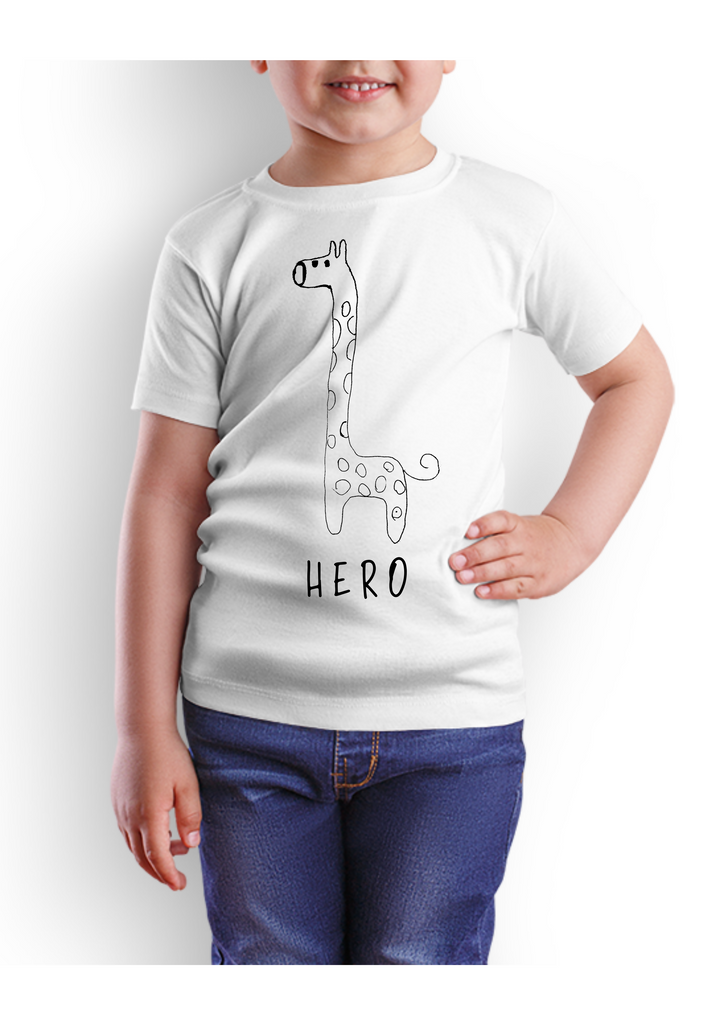 Gerry the giraffe- Kid’s White shirts (The Hero shop)