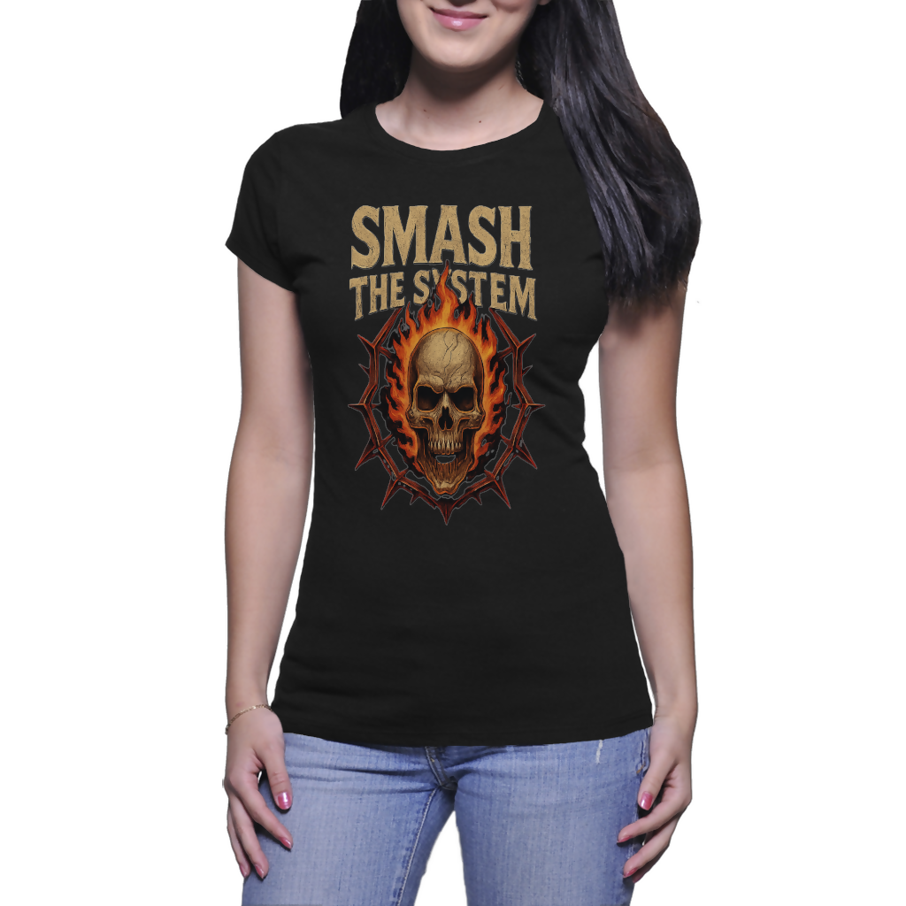 Smash the System - Ladies Crew Neck T-shirts (Riotwear SA)