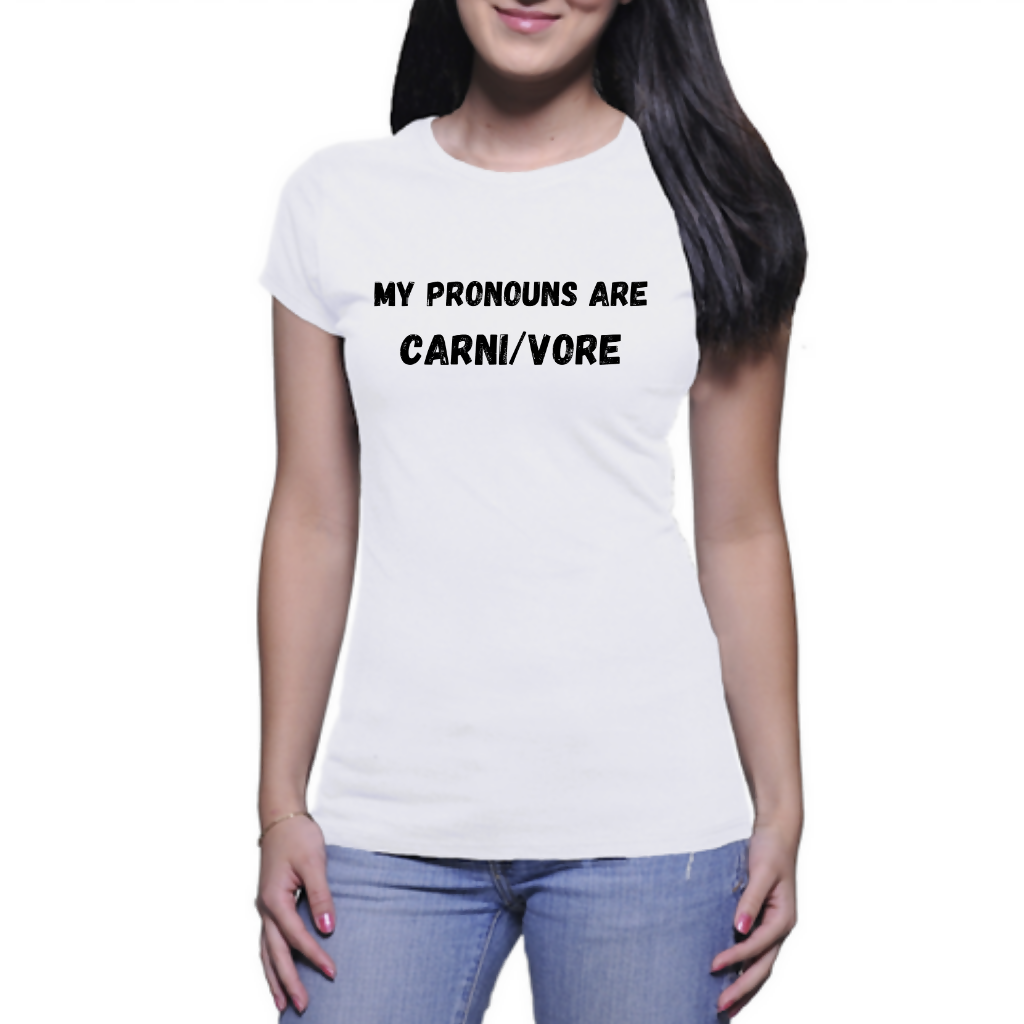Carnivore Pronouns - Ladies T-Shirt (Outside the Box)