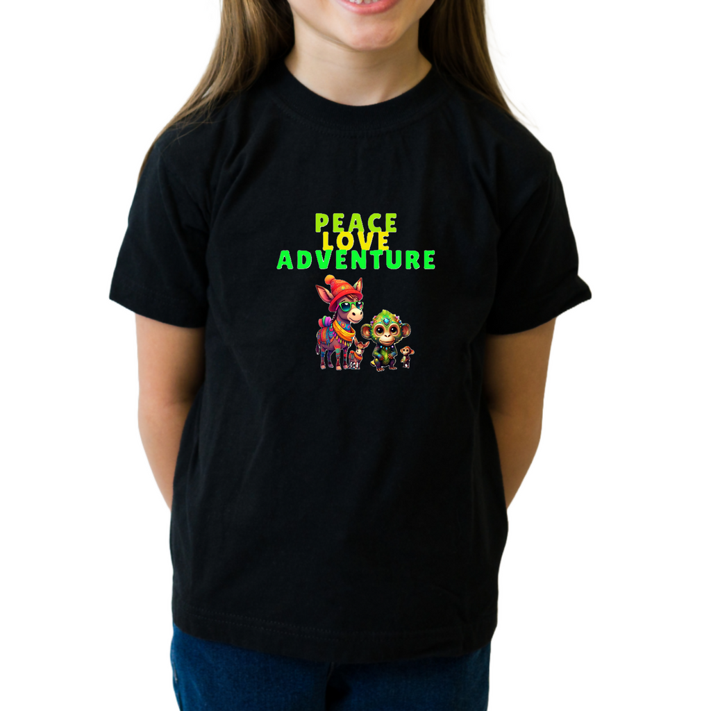 Peace Love Adventure 1 - Unisex Kids T-Shirt (ArtzyAi)