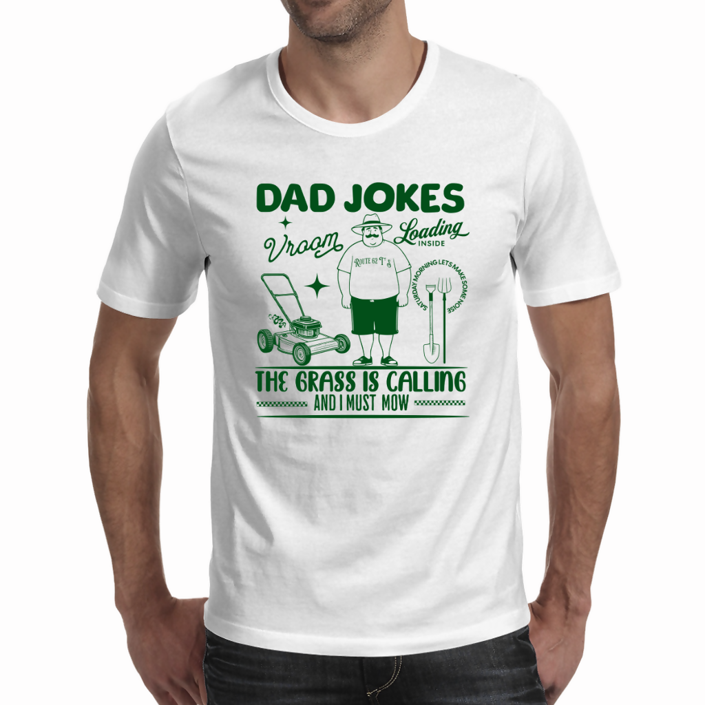 Dad Jokes/Lawn Mower-Men's T- Shirt(Route 62 T'S)