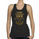 God is within Her - Ladies Racerback Tank (Rooted in Purpose)