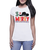 Merry Christmas Tees | Merry Christmas Cowboy (Ladies)