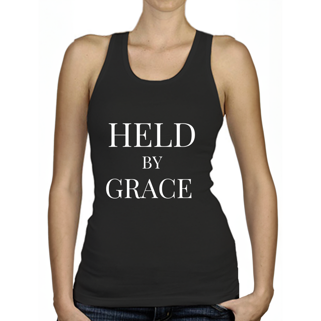 Held by Grace - Ladies Racerback Tank (Rooted in Purpose)