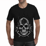flaming skull white Mens T-shirt - (Riotwear S.A)