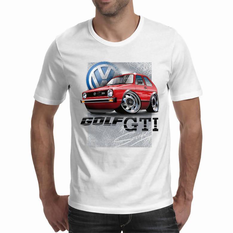 VW Golf 1 GTI White Light Shirt Mens (Stefan’s Auto Art) A3