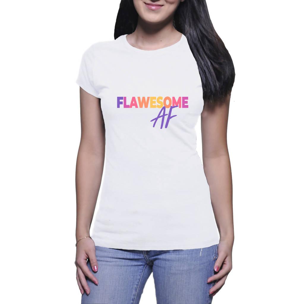 Flawesome AF - Ladies Crew T-Shirt (Cafinnate)