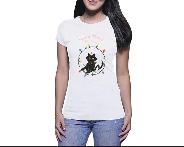 Funny Christmas Tees | Have a Meowy Christmas (Ladies)