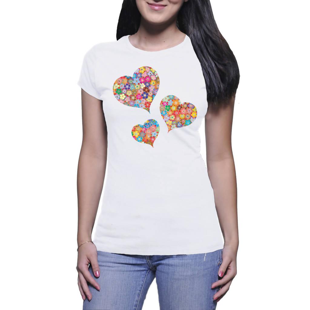 Floral Hearts - Lady's T-Shirt (Sparkles)