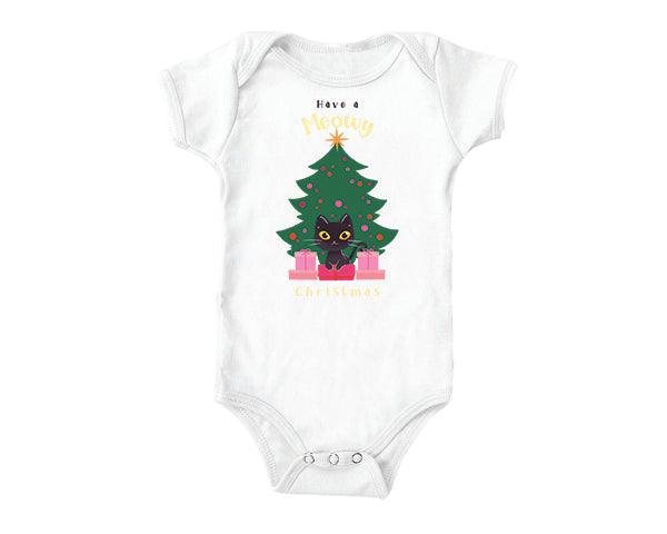 Funny Christmas Onesie | Have a Meowy Christmas Tree (baby onesies)