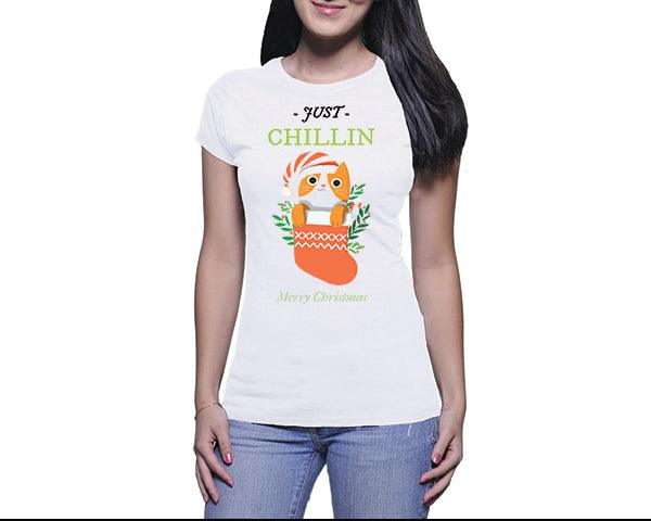 Funny Christmas Tshirts | Just Chillin (Ladies)
