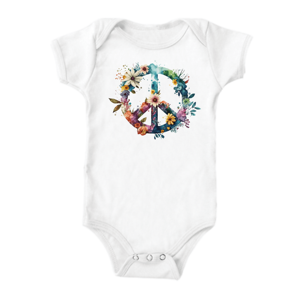 Watercolour Peace Sign - White Onesie (Shades of Gray)