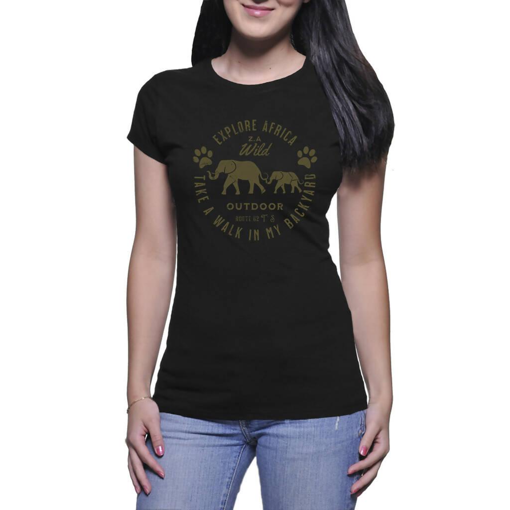 Explore Africa - Elephants - Ladie's T - Shirt ( Route 62 T ' S )