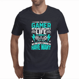 I'm a gamer, not because I don't have a life but chose to have many (Blue White) - Men's T-Shirts (Shirt Shack)