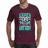 I'm a gamer, not because I don't have a life but chose to have many (Blue White) - Men's T-Shirts (Shirt Shack)